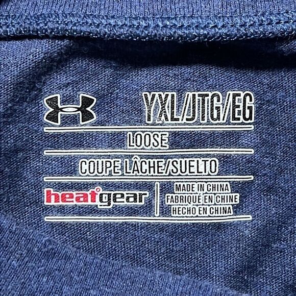 Under Armour T-shirt Boy's Size XL Blue Call Me Boss Short Sleeve Heatgear Loose - Picture 8 of 9